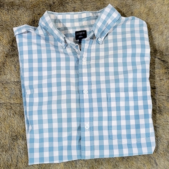 J. Crew Other - J.Crew Teal Plaid Button Down Short Sleeve Men's Large